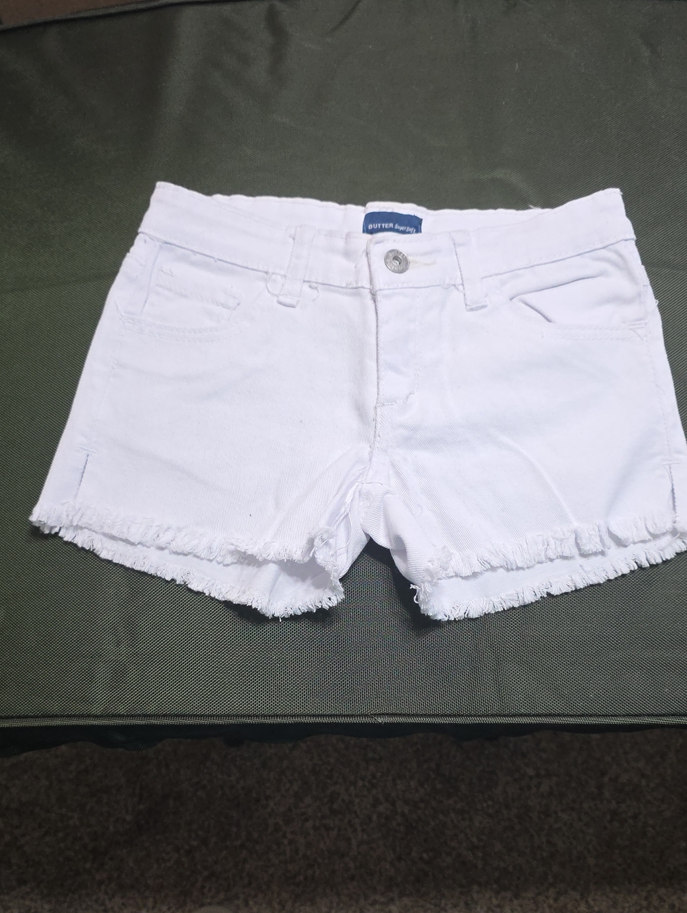 Butter White Frayed Hem Jean Shorts